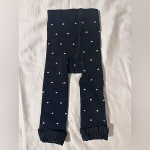 RuffleButts Black and Gold Polka Dot Footless Tights